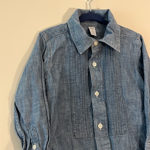 BABY GAP Toddler 3T Blue Denim Jean Casual Button Down Shirt Long Sleeve Cotton - Picture 2 of 6